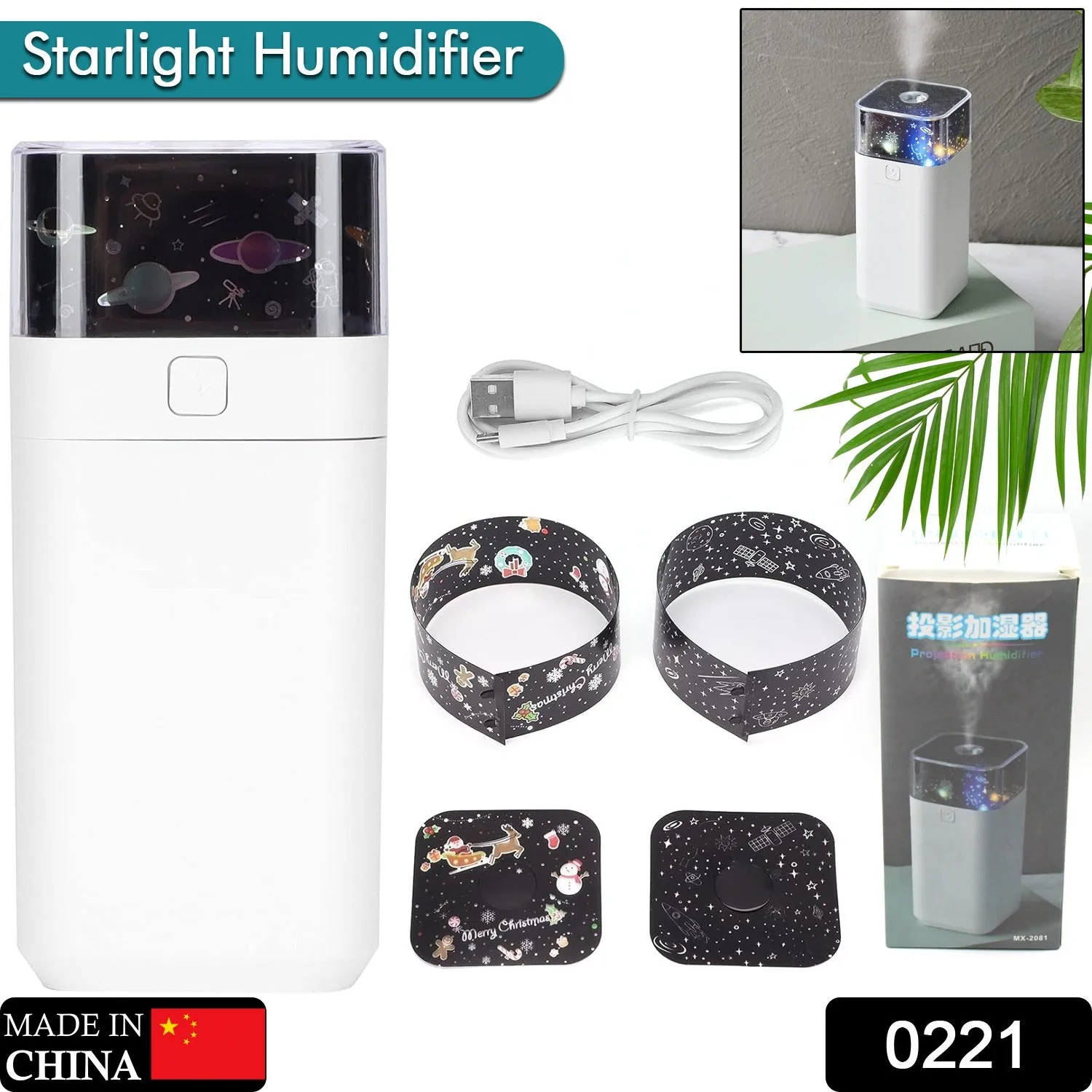 0221 Star Night Light Projector Humidifier, for Kids Room, Starlight Humidifier Ultrasonic LED Night Light Silent 300ml Dual Mode Mini Humidifier, for Home for Office