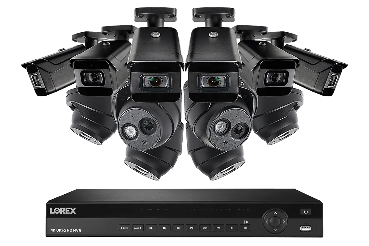 16 Channel Nocturnal IP Security Camera System featuring Six 4K IP Cameras with Real-time 30FPS Recording and Six 4K IP Audio Domes