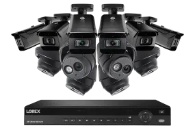 16 Channel Nocturnal IP Security Camera System featuring Six 4K IP Cameras with Real-time 30FPS Recording and Six 4K IP Audio Domes