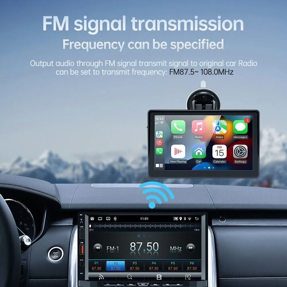 7" Wireless Car Radio Apple Carplay Android Auto Bluetooth 5.1   Cam