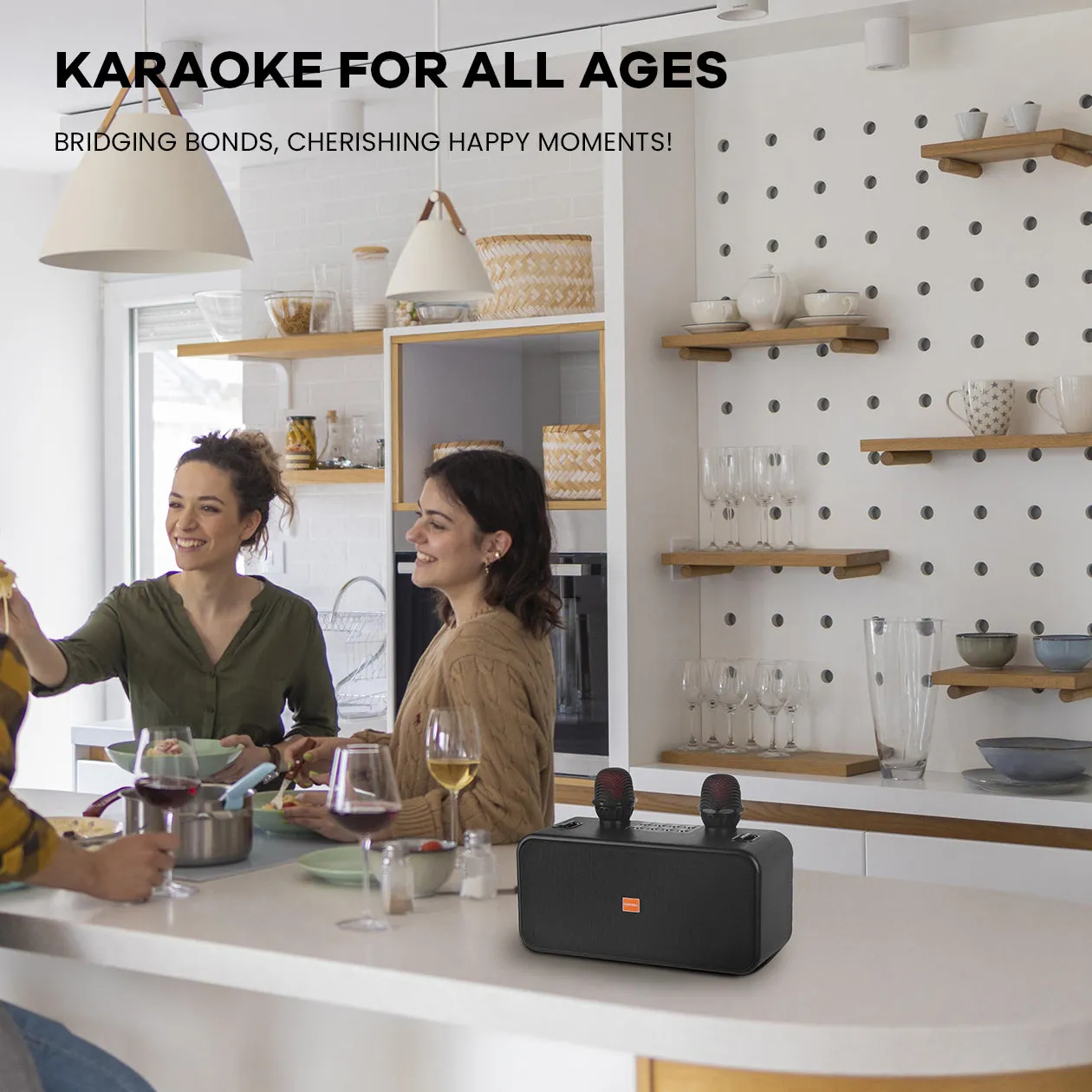 BONAOK Karaoke Machine with 2 Microphones for Adults, Portable Wireless Bluetooth Speaker Outdoor/Indoor