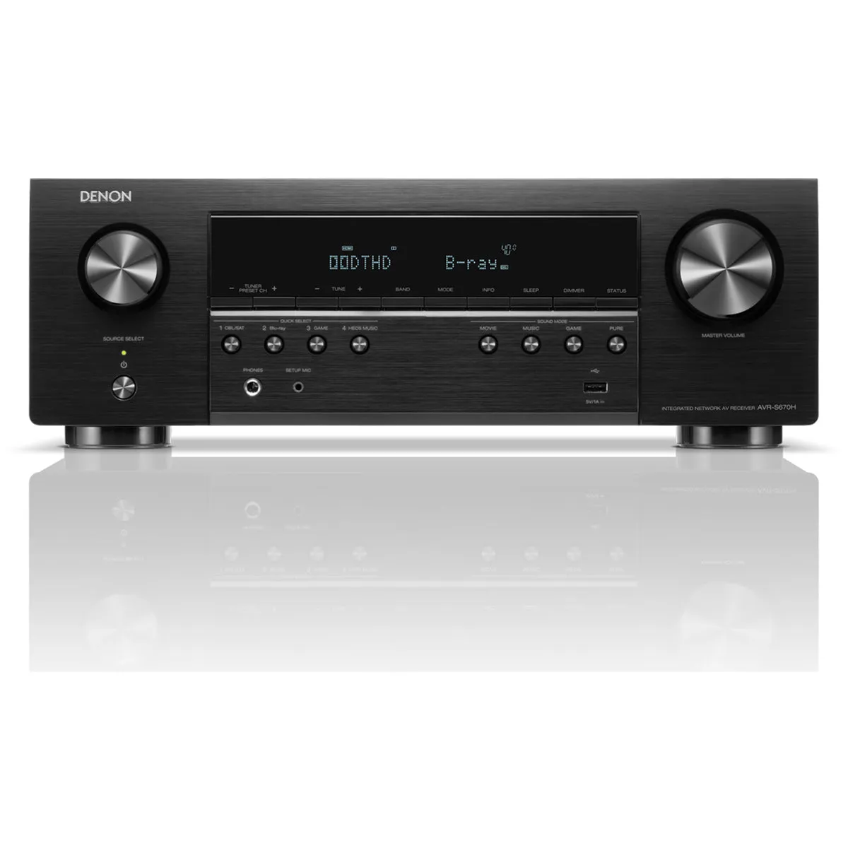 Denon AVRS670H 5.2 Ch 8K AV Receiver with Bowers and Wilkins 606 S3 5.1 Surround Sound Speaker Package Black