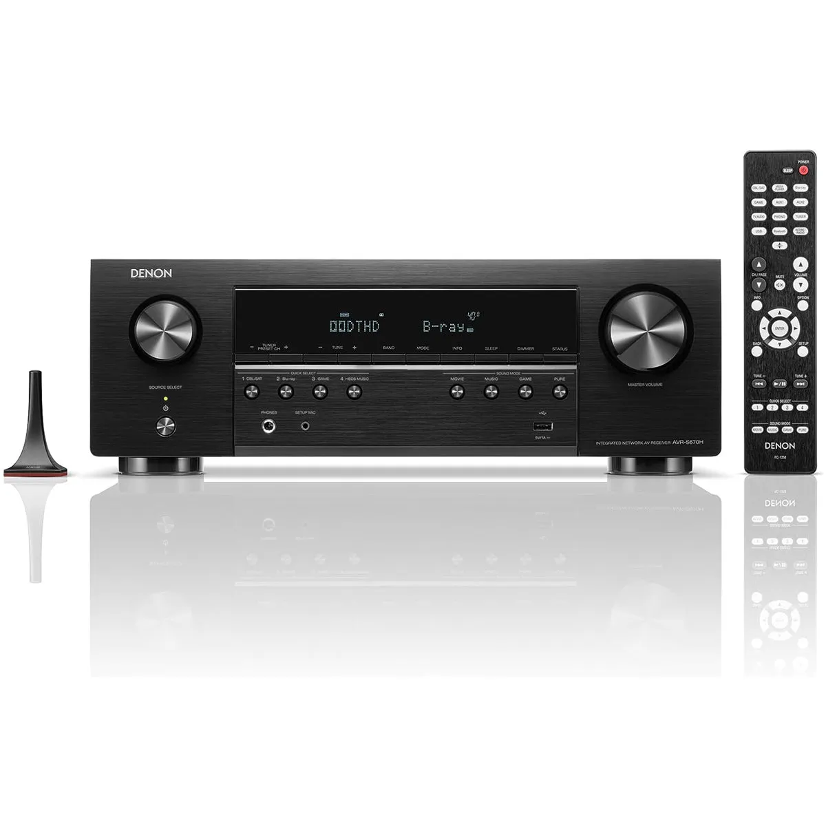 Denon AVRS670H 5.2 Ch 8K AV Receiver with Bowers and Wilkins 606 S3 5.1 Surround Sound Speaker Package Black