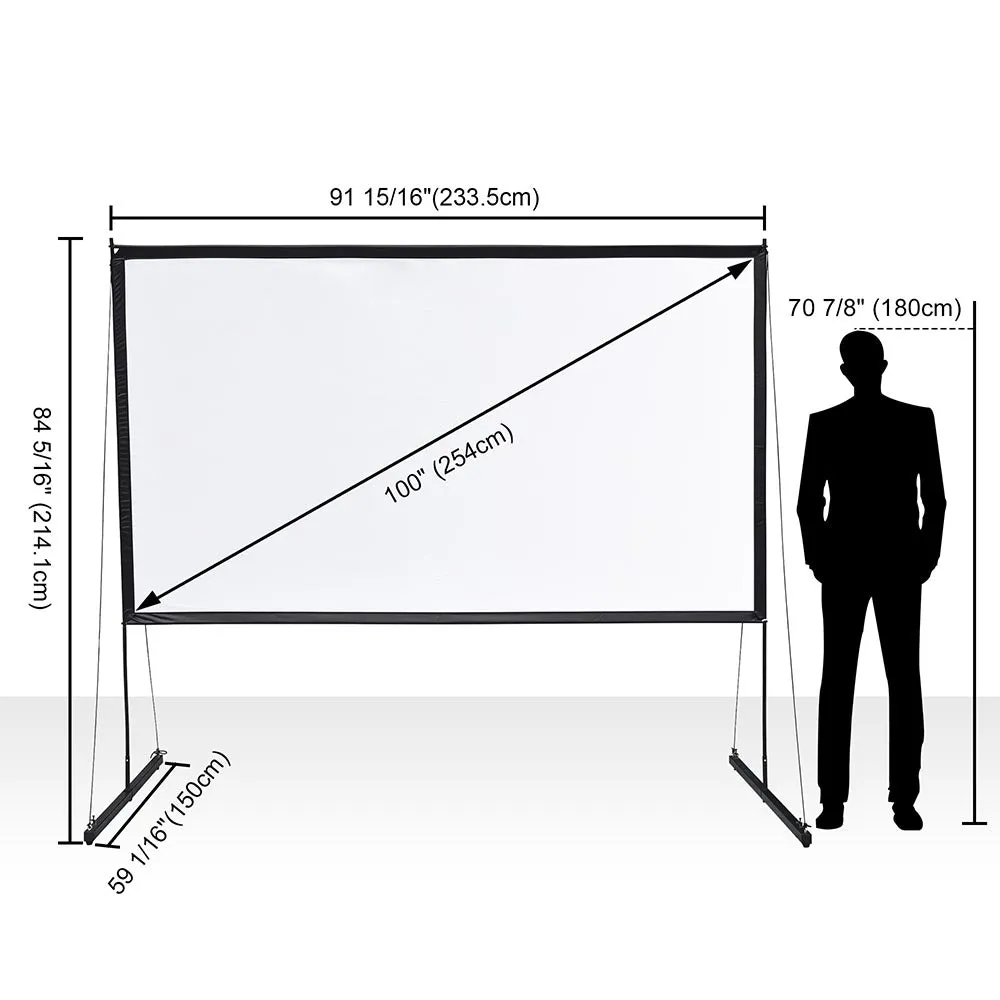 Ecom Portable Freestand Front Projector Screen w/ Legs 100" 16:9