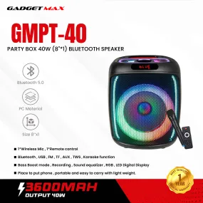 GADGET MAX GMPT-40 PARTY BOX 40W (8"*1) BLUETOOTH SPEAKER