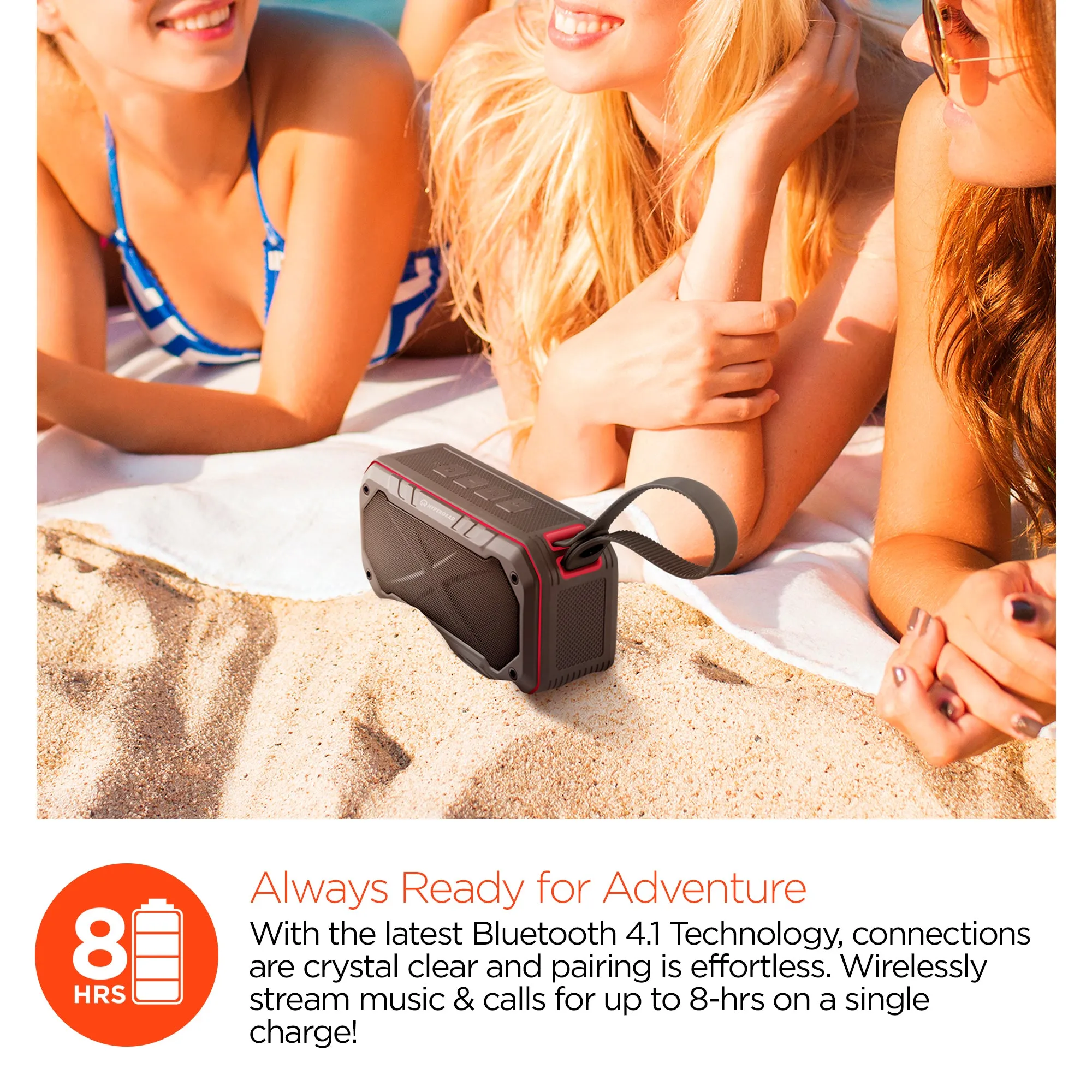 Indoor/Outdoor  IPX7 waterproof rated bluetooth speaker with bonus bike mount.