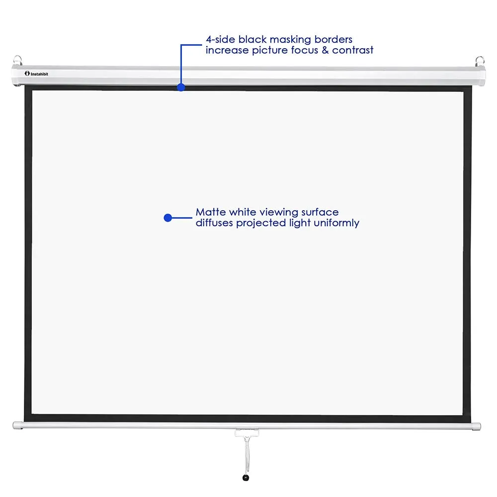 Instahibit Wall/Ceiling Mounted Pull Down Projector Screen 72" 4:3