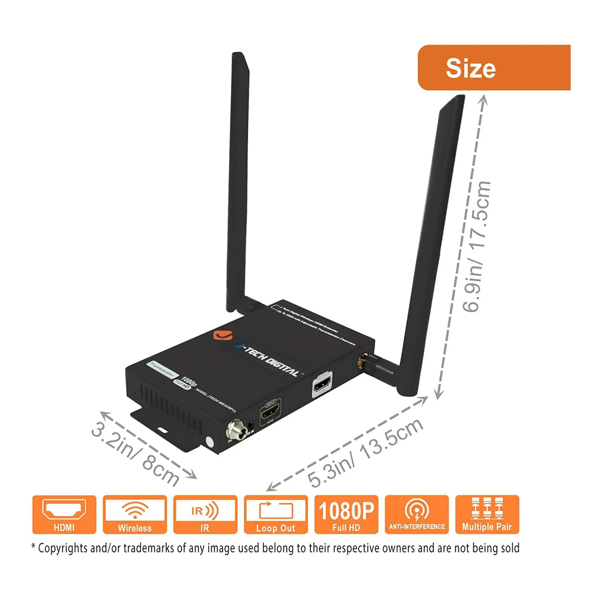 J-Tech Digital JTECH-WEX200V3 1X2 1080p Wireless HDMI Extender Kit