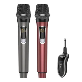 JAMELO Wireless Microphones Dual Handheld Dynamic Mic w/ 2.4Ghz Singing