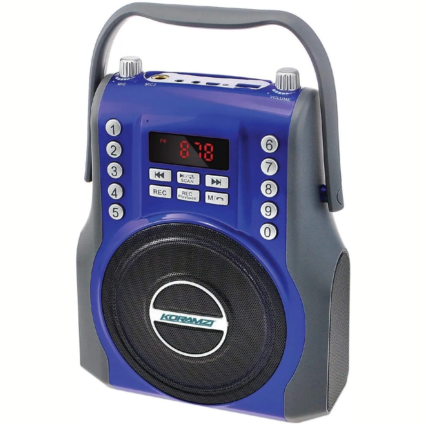 Koramzi Karaoke Portable Boombox with Bluetooth and Rechargeable Battery