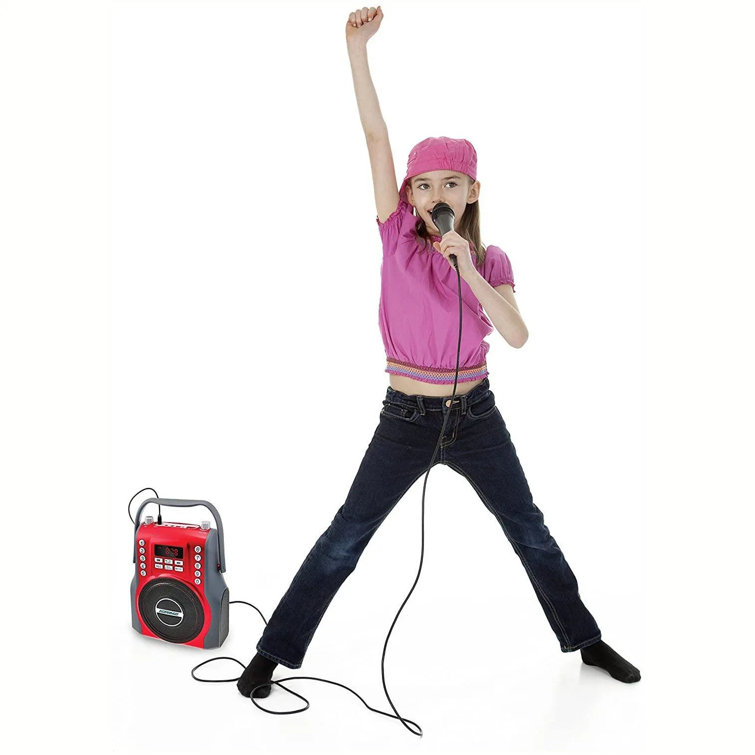 Koramzi Karaoke Portable Boombox with Bluetooth and Rechargeable Battery