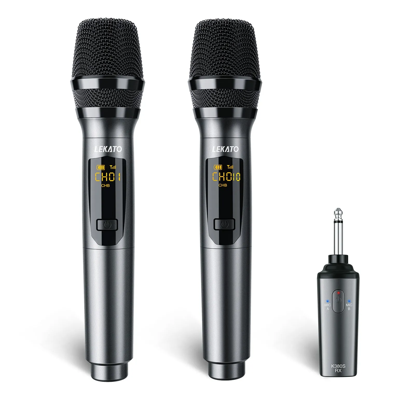 LEKATO K380S 2.4G Wireless Dual Handheld Dynamic Microphone Set