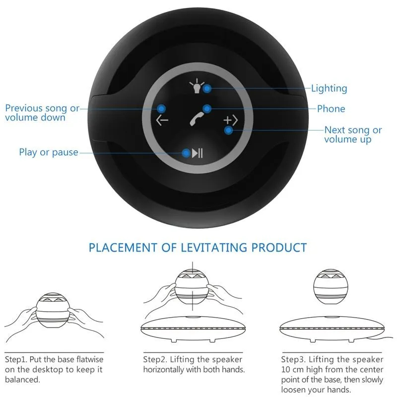 Levitating Portable LED Bluetooth Speaker