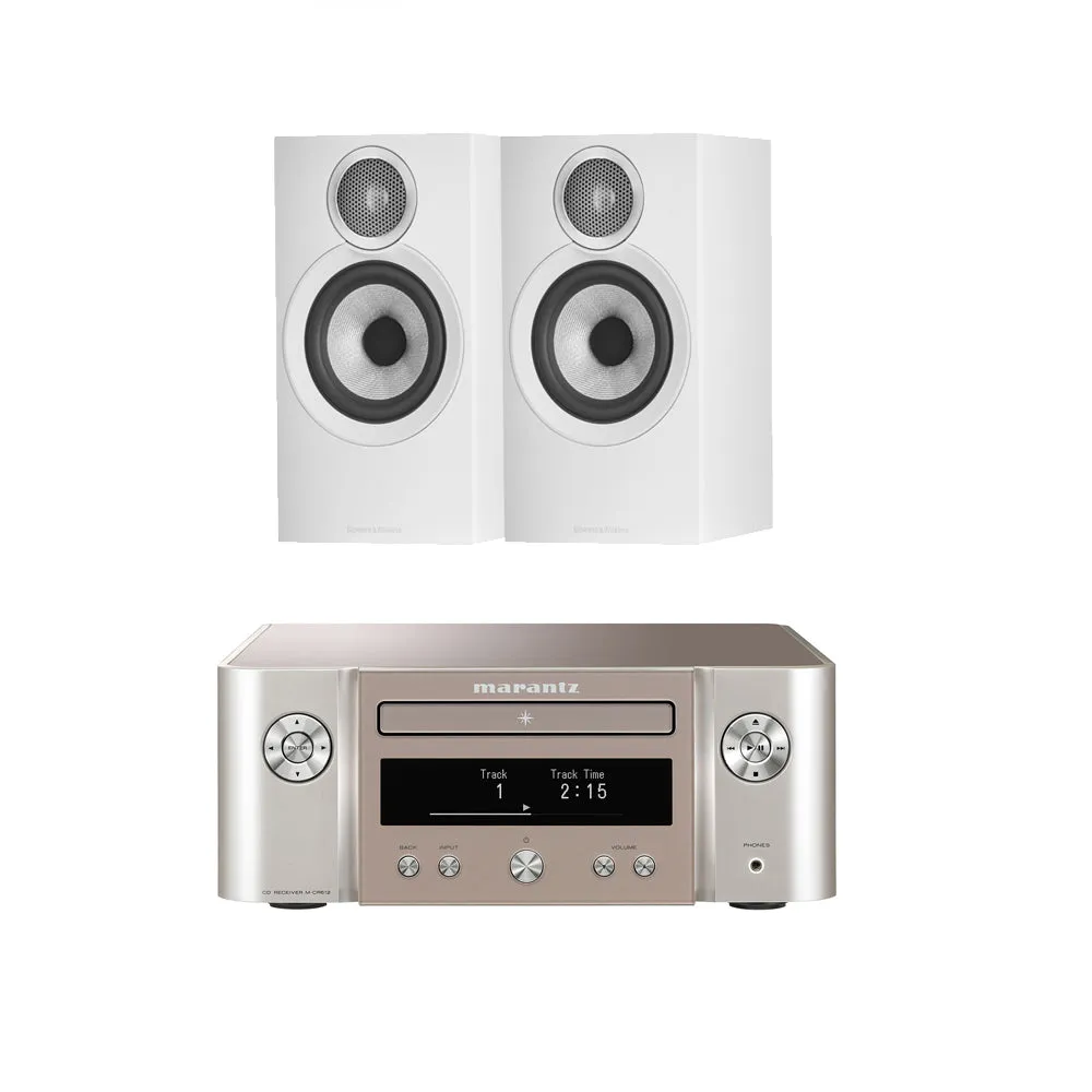 Marantz Melody X MCR612 Hifi Network System Silver with Bowers & Wilkins 607 S3 White Speakers