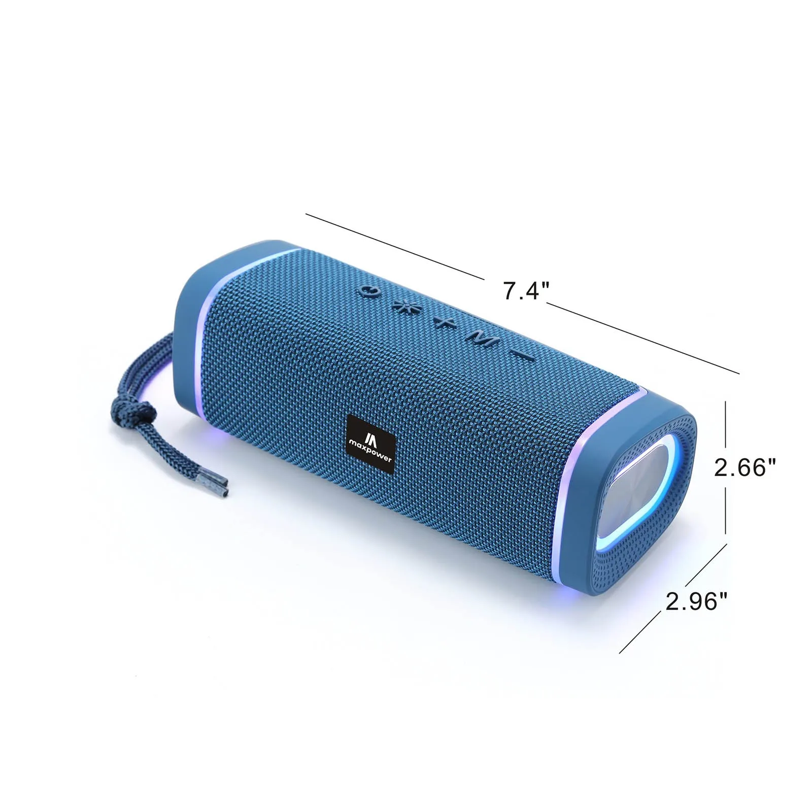 Max Power Water Resistant & Dust Proof Bluetooth Speaker W/ LED Lights - Blue