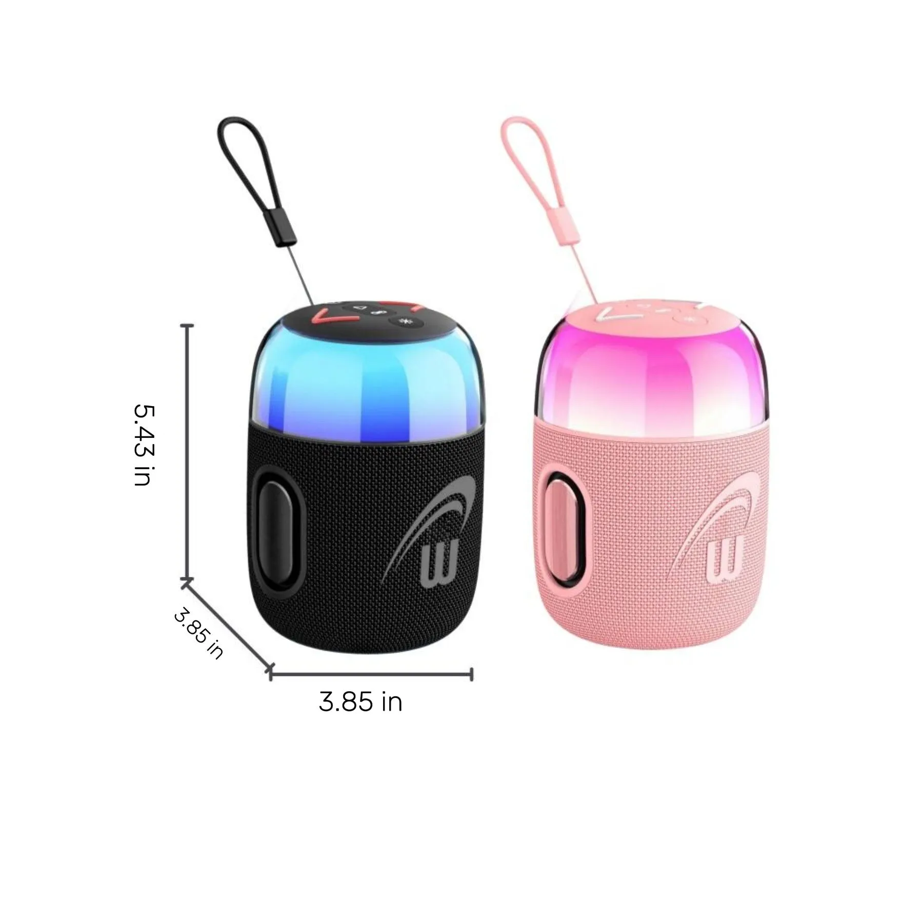 Mini 10W Portable Bluetooth Party Speaker with RGB Lights, Waterproof- Pink