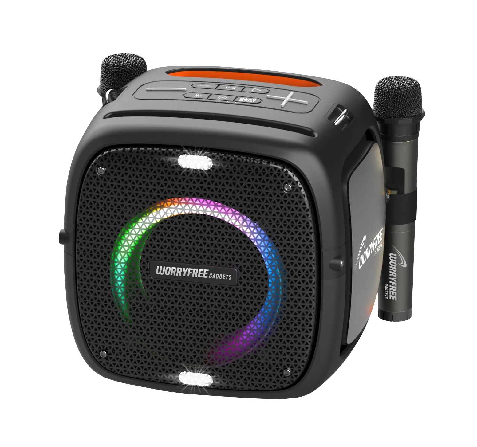 Party One Wireless 80W Bluetooth Speaker with Two Microphones, Black