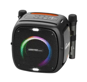 Party One Wireless 80W Bluetooth Speaker with Two Microphones, Black