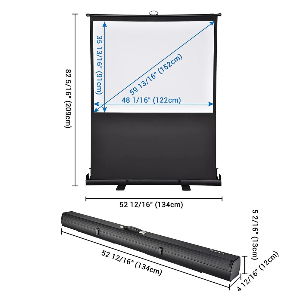 Portable Floor Stand Retractable Projector Screen 60" 4:3