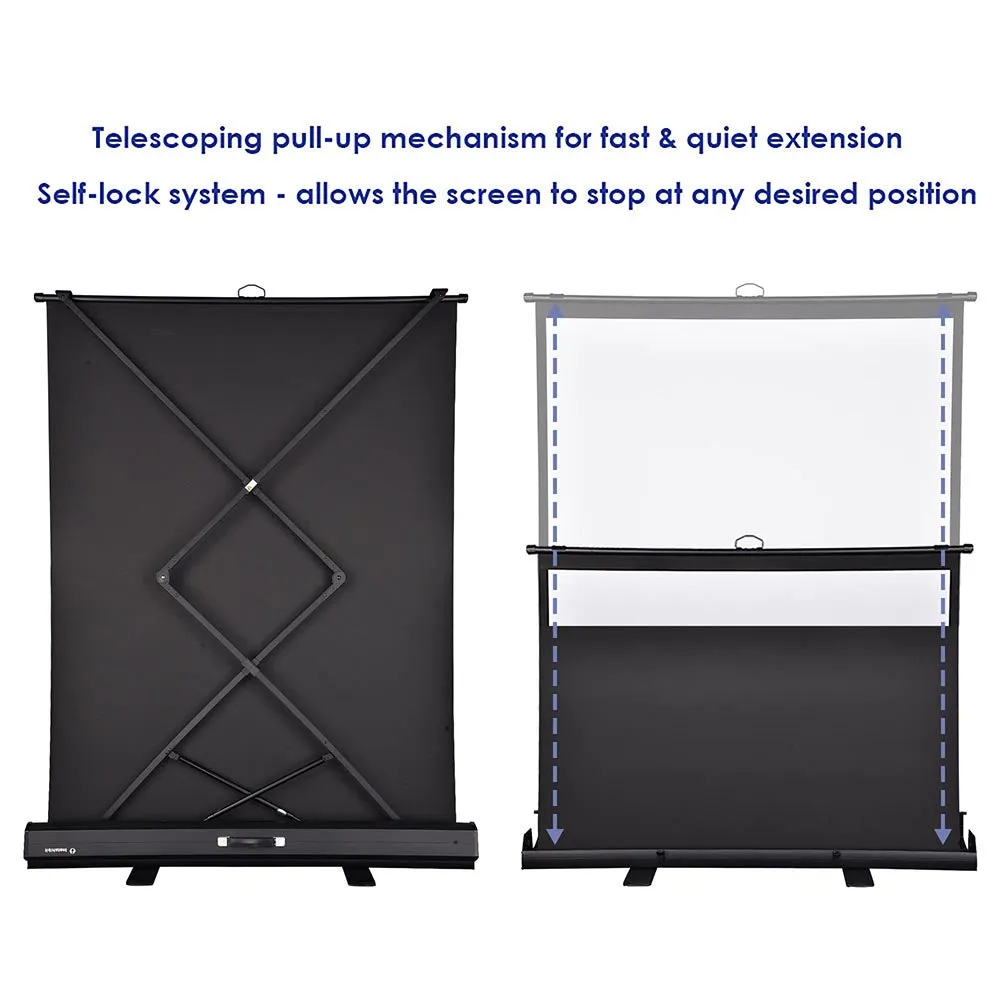 Portable Floor Stand Retractable Projector Screen 60" 4:3