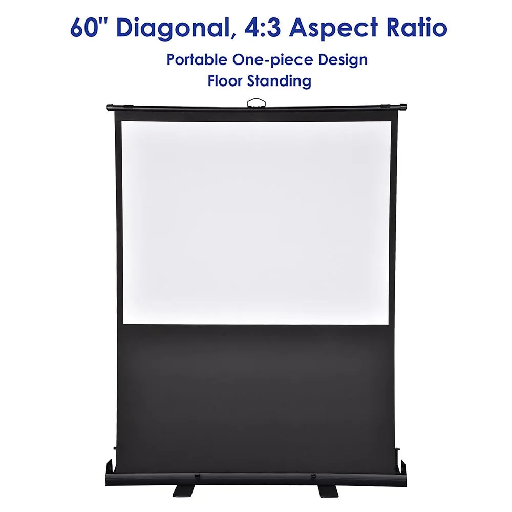 Portable Floor Stand Retractable Projector Screen 60" 4:3