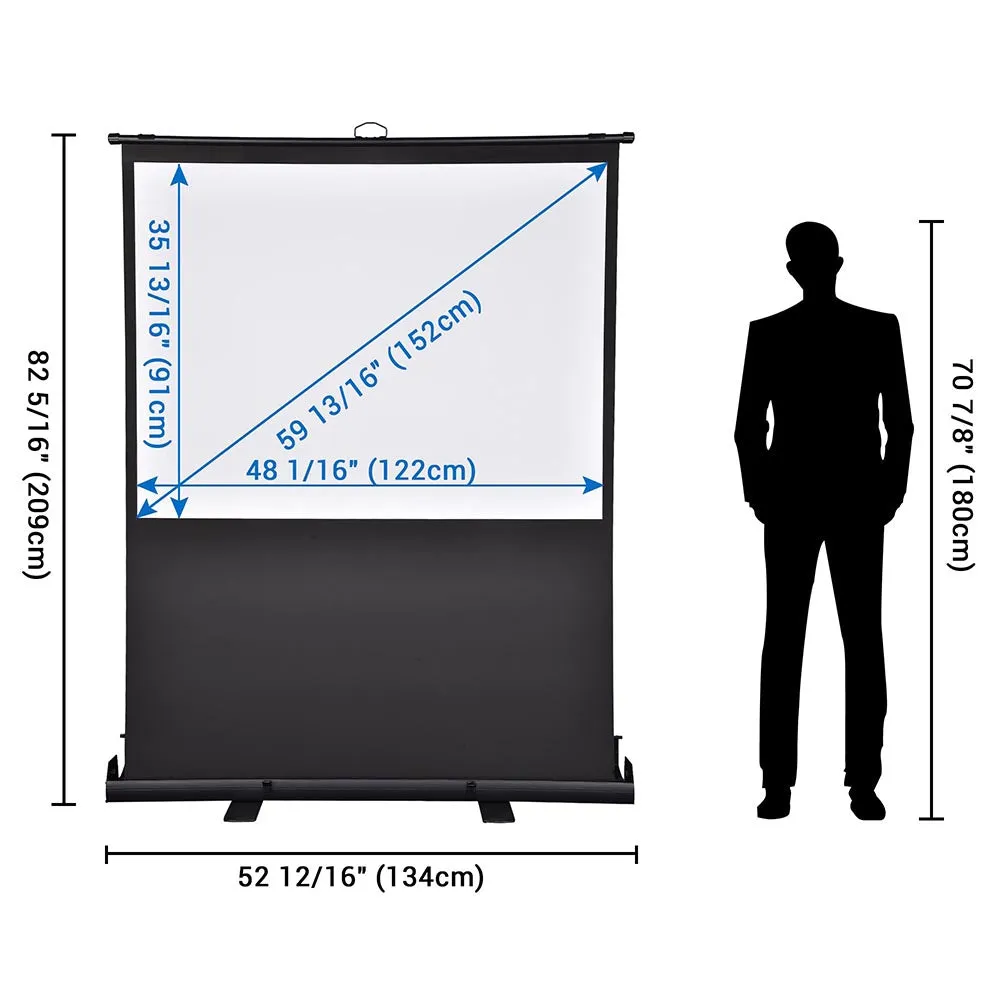 Portable Floor Stand Retractable Projector Screen 60" 4:3