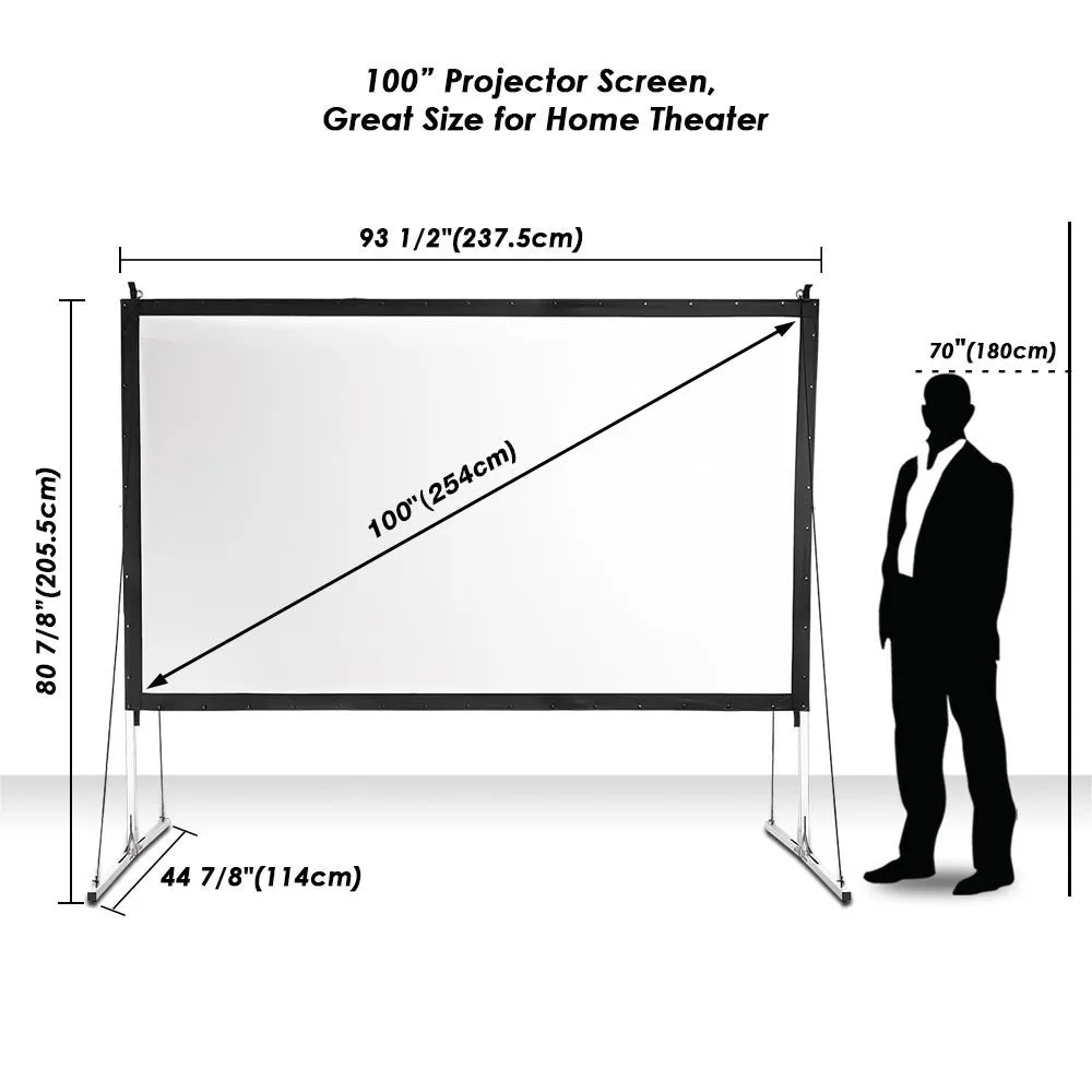 Portable Freestanding Front Projector Screen w/ Legs 100" 16:9