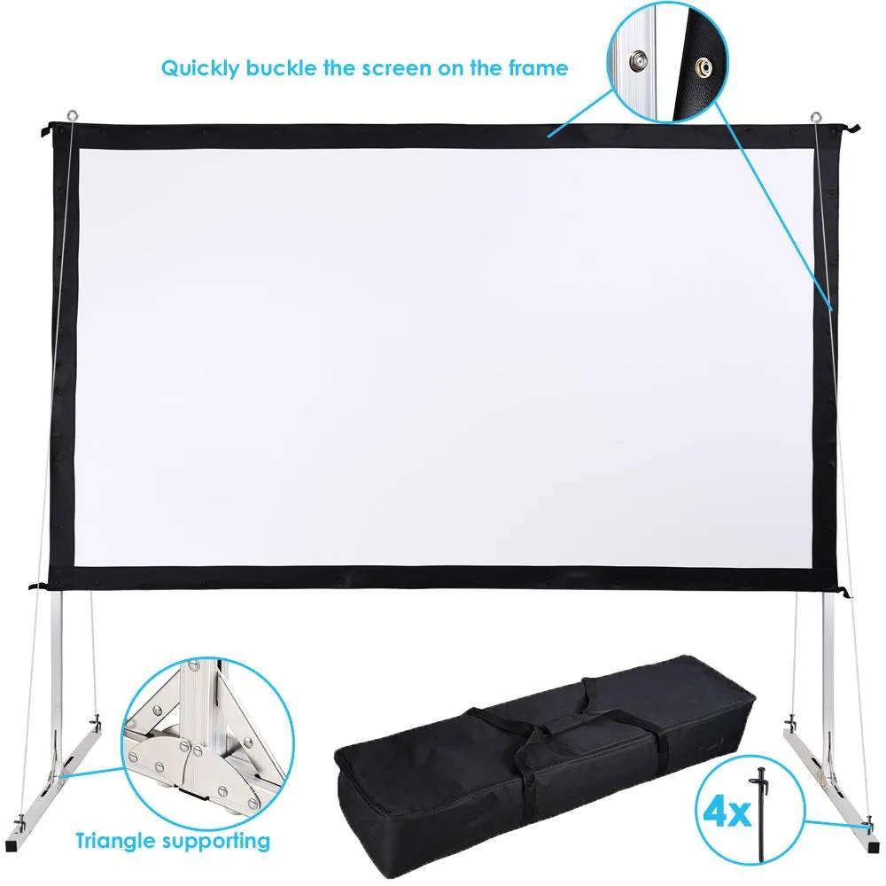 Portable Freestanding Front Projector Screen w/ Legs 100" 16:9