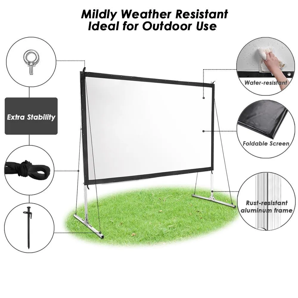 Portable Freestanding Front Projector Screen w/ Legs 120" 16:9