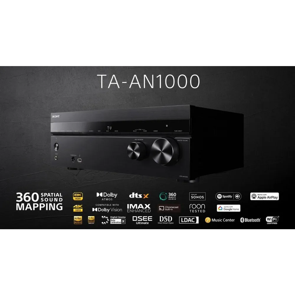 Sony TA-AN1000 7.12 Ch 8K Dolby Atmos AV Amplifier with Wharfedale DX3 HCP 5.1 Black Speaker Package