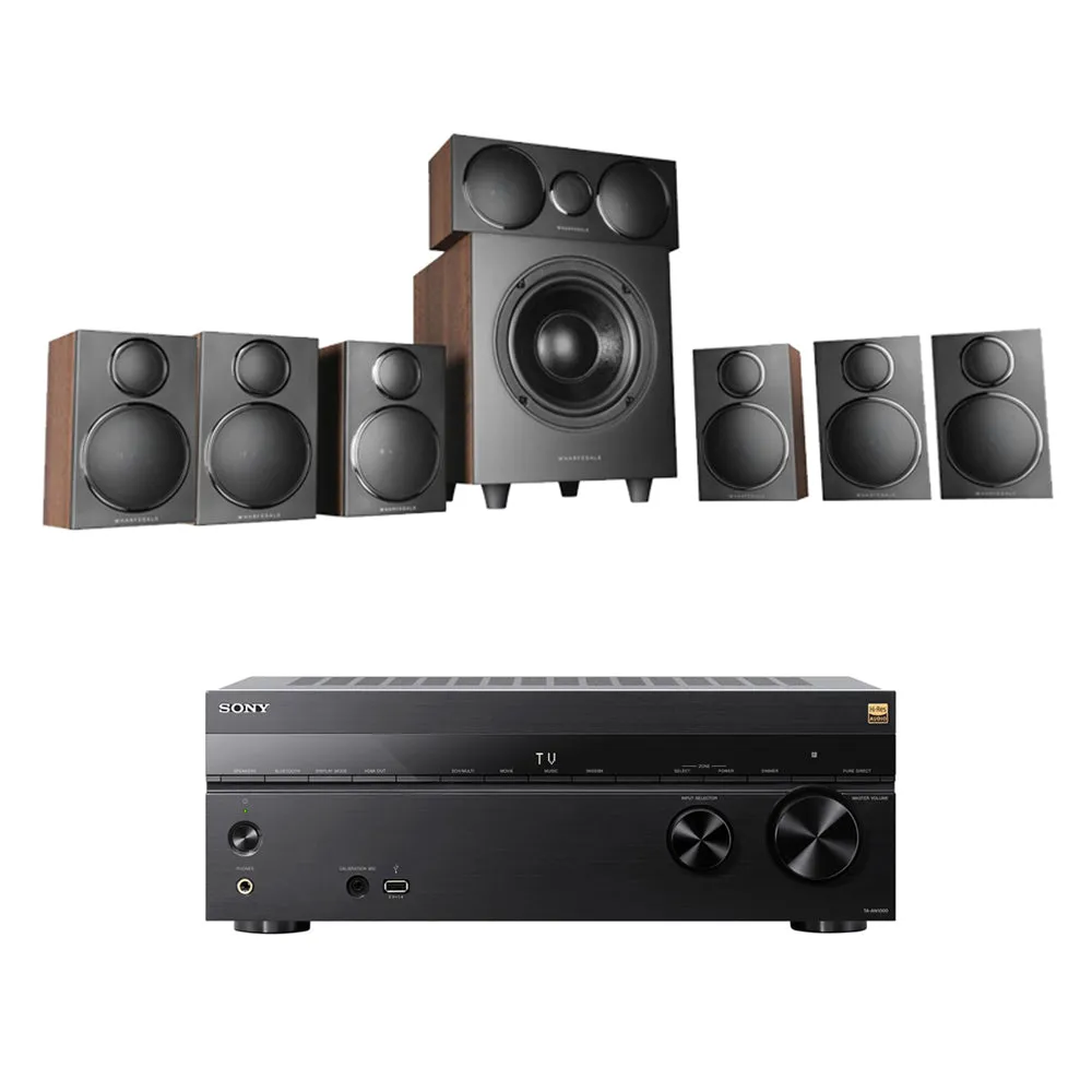 Sony TA-AN1000 7.12 Ch 8K Dolby Atmos AV Amplifier with Wharfedale DX3 HCP 7.1 Walnut Speaker Package