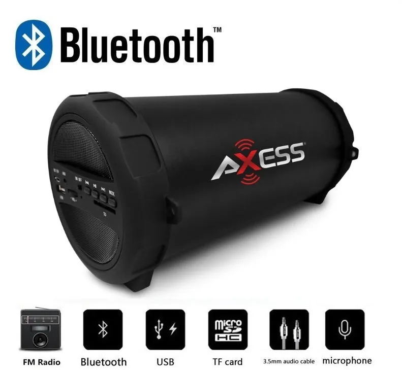 UNIVERSAL BLACK CYLINDER BAZOOKA STYLE BLUETOOTH SPEAKER