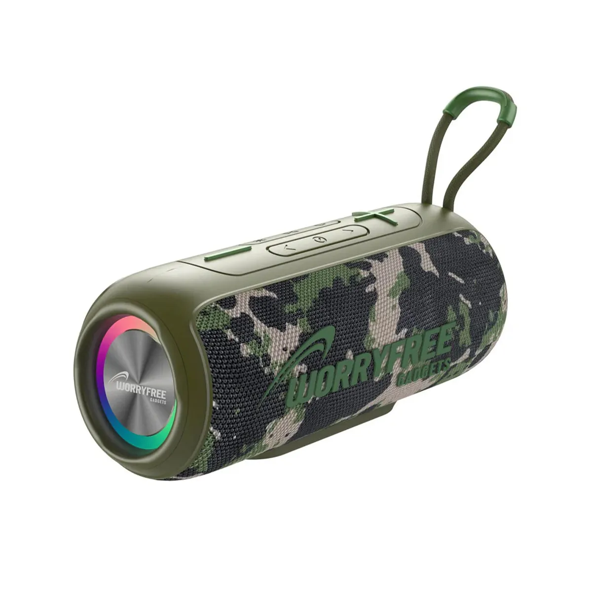 WorryFree WP26 Wireless Portable Waterproof Bluetooth Speaker With RGB Lights - Camo